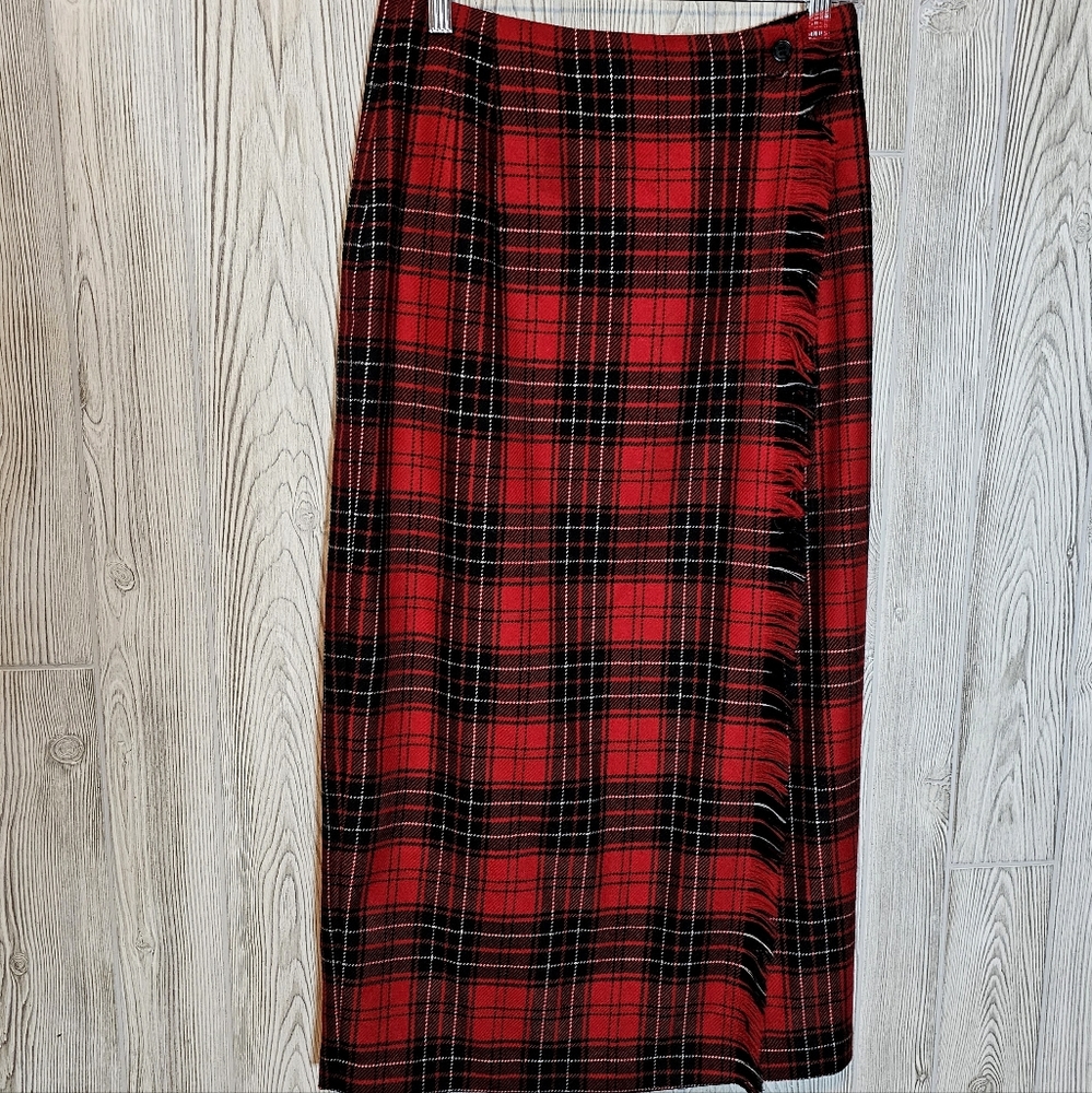 Rafaela Red Plaid Skirt Long Academia Vintage